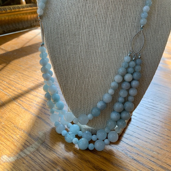 Aquamarine 3 strand necklace.Beautiful - Picture 4 of 5